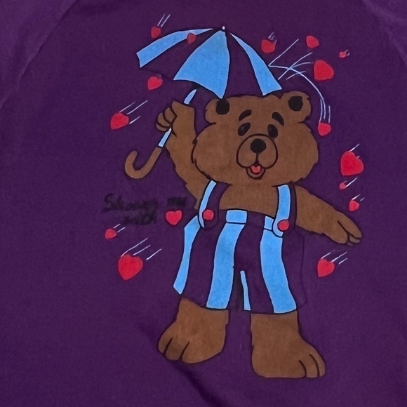 Vintage 80s Teddy Bear Shower me With Love 1980s Crewneck Pullover Sweatshirt - Picture 4 of 5